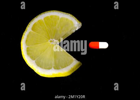 un coin de citron qui simule le célèbre jeu vidéo Banque D'Images