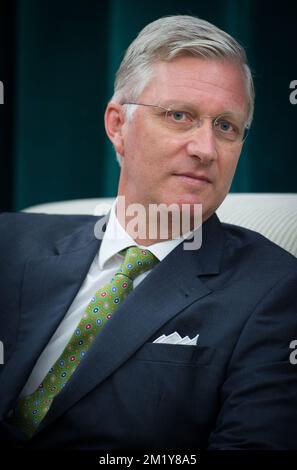 20150622 - WUHAN, CHINE: Roi Philippe - Filip de Belgique photographié à l'Université de Wuhan le troisième jour d'une visite royale en Chine, lundi 22 juin 2015, en Chine. BELGA PHOTO BENOIT DOPPAGNE Banque D'Images