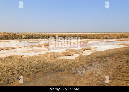 Walvis Bay Salt Holdings. Le plus grand producteur de sel solaire de mer en Afrique subsaharienne. Swakopmund, Namibie. Banque D'Images