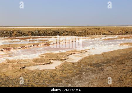 Walvis Bay Salt Holdings. Le plus grand producteur de sel solaire de mer en Afrique subsaharienne. Swakopmund, Namibie. Banque D'Images