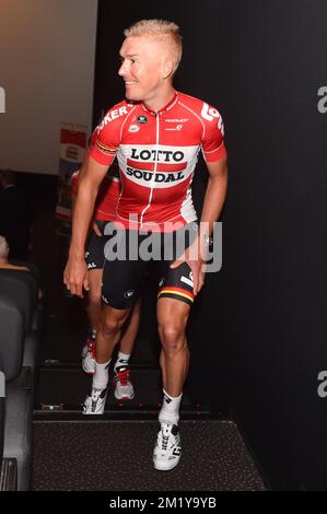 20150630 - ANVERS, BELGIQUE : Lars Bak danois de Lotto - Soudal photographié lors de la présentation de l'équipe de Lotto Soudal pour la prochaine course cycliste Tour de France, mardi 30 juin 2015, à Anvers. BELGA PHOTO LUC CLAESSEN Banque D'Images