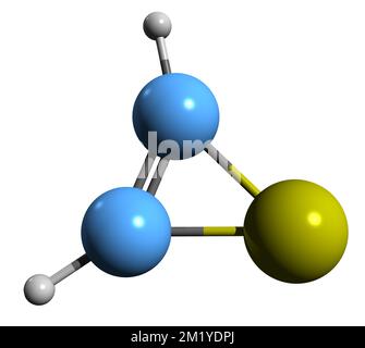 3D image de la formule squelettique du thiirène - structure chimique moléculaire du composé organosulfuré isolé sur fond blanc Banque D'Images