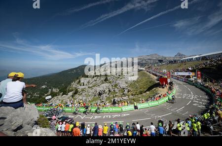 Illustration prise au cours de l'étape 10 de l'édition 2015 de la course cycliste Tour de France, à 167 km de Tarbes à la Pierre Saint-Martin, France, mardi 14 juillet 2015. Banque D'Images