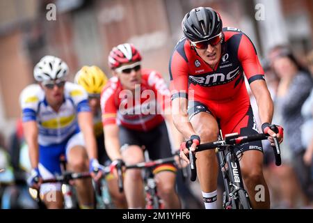 German Marcus Burghardt de BMC Racing Team photographié en action lors de l'édition 49th de la course cycliste d'une journée 'GP Pino Cerami', à 211,5 km de Tertre aux Frameries, mercredi 22 juillet 2015. Banque D'Images