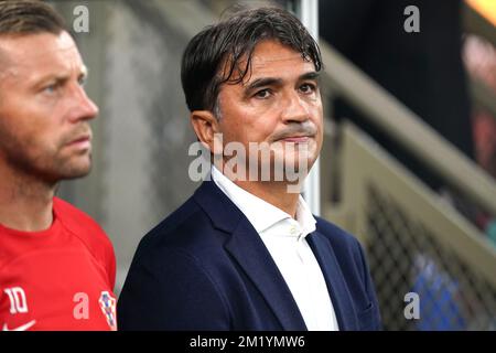 Zlatko Dalic, responsable croate, avant le match de demi-finale de la coupe du monde de la FIFA au stade Lusail à Lusail, au Qatar. Date de la photo: Mardi 13 décembre 2022. Banque D'Images