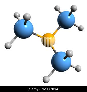 3D image de la formule squelettique de triméthylamine - structure chimique moléculaire du TMA isolé sur fond blanc Banque D'Images