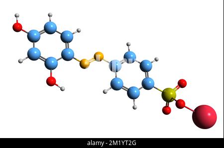 3D image de la formule squelettique de Tropaeolin 0 - structure chimique moléculaire de la nourriture jaune 8 isolée sur fond blanc Banque D'Images