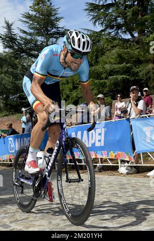 20150924 - RICHMOND, ÉTATS-UNIS: Belge Tom Boonen photographié lors d'une séance d'entraînement sur la piste de la course sur route aux championnats du monde de cyclisme sur route UCI à Richmond, Virginie, États-Unis, jeudi 24 septembre 2015. Banque D'Images