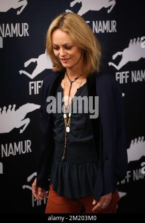 L'actrice Vanessa Paradis photographiée lors de la présentation du film « la fille sur le pont » à l'édition 30th du Festival international du film francophone de Namur à Namur Banque D'Images