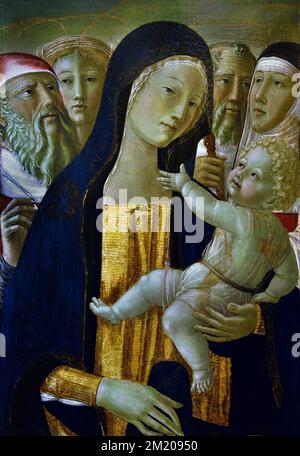 Neroccio di Bartolomeo Landi, 1447-1500, Madonna et Child, St. Jérôme, deux autres saints et Saint Catherine de Sienne, Art chrétien, Italie, Italien. Banque D'Images