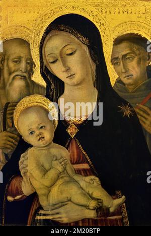 La Madonna col Bambino fra i Santi Girolamo e Francesco - la Madonna et l'enfant avec les Saints Jérôme et François par Matteo di Giovanni 1433-1495 Art chrétien, Italie, Italien. Banque D'Images