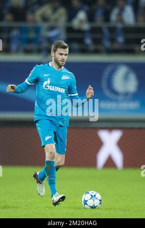 20151209 - GENT, BELGIQUE: Photo d'illustration prise lors d'un match de football entre l'équipe belge KAA Gent et le club russe FC Zenit Saint Petersburg, mercredi 09 décembre 2015, à Gent, le sixième et dernier jour de la scène du groupe de l'UEFA Champions League, dans le groupe H. BELGA PHOTO JASPER JACOBS Banque D'Images