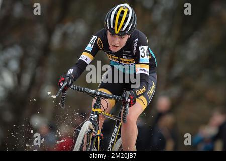 20151212 - MOL, BELGIQUE : Fleur Nagengast hollandais en action lors de la deuxième édition du Cyclocross de Zilvermeer, samedi 12 décembre 2015 en mol. BELGA PHOTO DAVID STOCKMAN Banque D'Images