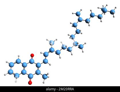 3D image de la formule squelettique de Phytoménadione - structure chimique moléculaire de la vitamine K1 isolée sur fond blanc Banque D'Images