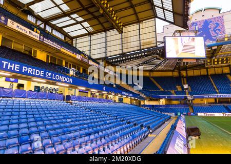 L'un des stands du stade Stamford Bridge Banque D'Images