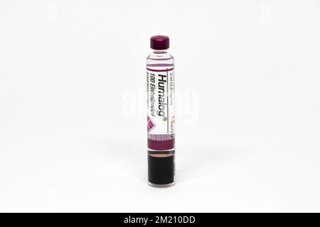 Flacon unique d'insuline Humalog par Eli Lilly Banque D'Images