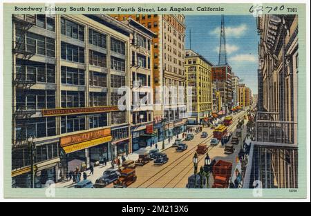 Broadway, vers le sud, près de Fourth Street, Los Angeles, Californie, Villes et villages, Tichnor Brothers Collection, Cartes postales des États-Unis Banque D'Images