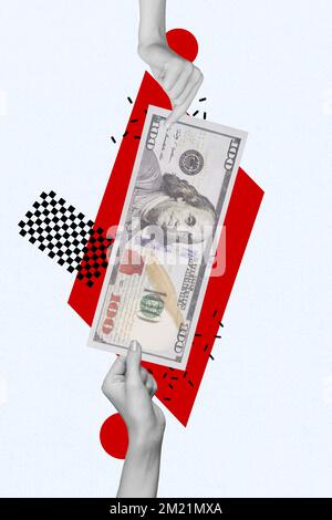 Creative 3D photo collage art graphiques peinture d'armes partage paiement de facture isolé dessin arrière-plan Banque D'Images