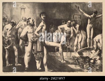 Bain hommes d'affaires, gens d'affaires, bains publics, Association chrétienne des jeunes hommes de la ville de New York. George Bellows (1882-1925). Impressions et mises en plan Banque D'Images