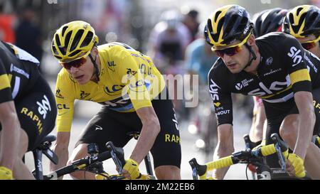 Britannique Chris Froome de Team Sky photographié lors de la 21st et dernière étape de l'édition 103rd de la course cycliste Tour de France, à 113 km de Chantilly aux champs-Elysées à Paris, le dimanche 24 juillet 2016. Banque D'Images