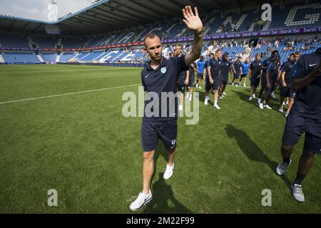 Thomas Buffel de Genk photographié pendant la journée des fans de l'équipe de Jupiler Pro League KRC Genk, dimanche 24 juillet 2016 à Genk. Banque D'Images