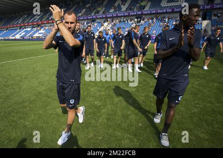 Thomas Buffel de Genk photographié pendant la journée des fans de l'équipe de Jupiler Pro League KRC Genk, dimanche 24 juillet 2016 à Genk. Banque D'Images