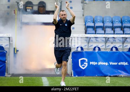 Thomas Buffel de Genk photographié pendant la journée des fans de l'équipe de Jupiler Pro League KRC Genk, dimanche 24 juillet 2016 à Genk. Banque D'Images