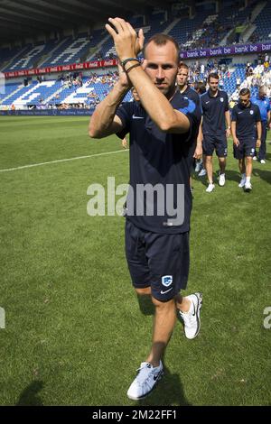 Thomas Buffel de Genk photographié pendant la journée des fans de l'équipe de Jupiler Pro League KRC Genk, dimanche 24 juillet 2016 à Genk. Banque D'Images