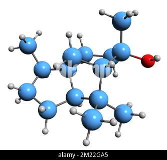 3D image de la formule squelettique Cedrol - structure chimique moléculaire de l'alcool sesquiterpène isolé sur fond blanc Banque D'Images