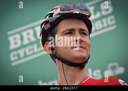 Belge Tiesj Benoot de Lotto Soudal photographié au début de l'édition 4th de la course cycliste « Brussels Cycling Classic », à 199,3 km de et à Bruxelles, samedi 03 septembre 2016. Banque D'Images