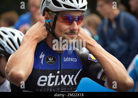 Belge Tom Boonen de l'écurie Etixx - Quick-Step photographié au début de l'édition 4th de la course cycliste « Brussels Cycling Classic », à 199,3 km de et à Bruxelles, samedi 03 septembre 2016. Banque D'Images