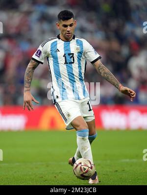 Cristian Romero en Argentine lors du match de demi-finale de la coupe du monde de la FIFA au stade Lusail à Lusail, au Qatar. Date de la photo: Mardi 13 décembre 2022. Banque D'Images