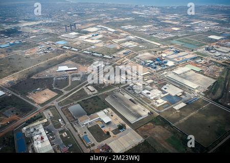 Une vue d'ensemble d'une zone industrielle au Ghana, en Afrique Banque D'Images
