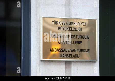 L'illustration montre l'ambassade de Turquie à Bruxelles, le mardi 20 décembre 2016. Hier, l'ambassadeur de Russie en Turquie, Andrey Karlov, a été tué par balle lors d'une attaque à l'arme lors d'une exposition d'art à Ankara, en Turquie. BELGA PHOTO NICOLAS MATERLINCK Banque D'Images