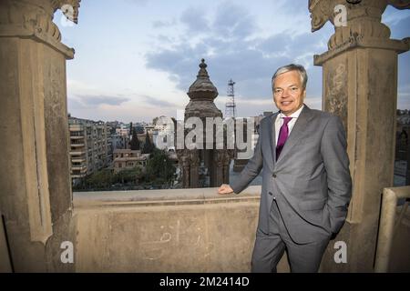 Vice-Premier ministre et ministre des Affaires étrangères Didier Reynders photographié lors d'une visite au Palais du Baron Empain, à Héliopolis, au Caire, en Égypte, le quatrième jour d'une mission Benelux dans plusieurs pays du Moyen-Orient, le mardi 20 décembre 2016. BELGA PHOTO LAURIE DIEFFEMBACQ Banque D'Images