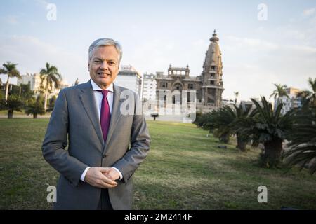 Vice-Premier ministre et ministre des Affaires étrangères Didier Reynders photographié lors d'une visite au Palais du Baron Empain, à Héliopolis, au Caire, en Égypte, le quatrième jour d'une mission Benelux dans plusieurs pays du Moyen-Orient, le mardi 20 décembre 2016. BELGA PHOTO LAURIE DIEFFEMBACQ Banque D'Images