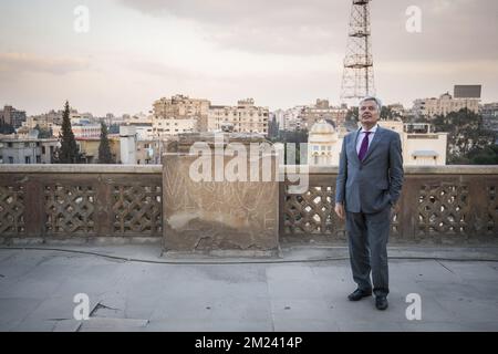 Vice-Premier ministre et ministre des Affaires étrangères Didier Reynders photographié lors d'une visite au Palais du Baron Empain, à Héliopolis, au Caire, en Égypte, le quatrième jour d'une mission Benelux dans plusieurs pays du Moyen-Orient, le mardi 20 décembre 2016. BELGA PHOTO LAURIE DIEFFEMBACQ Banque D'Images