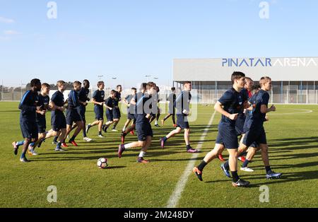 Joueurs de Genk photographiés pendant la deuxième journée du camp d'entraînement d'hiver de l'équipe belge de football de première division KRC Genk à San Pedro Del Pinatar, Espagne, samedi 07 janvier 2017. BELGA PHOTO VIRGINIE LEFOUR Banque D'Images