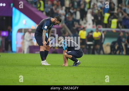 13 décembre 2022, stade emblématique de Lusail, Doha, QAT, Coupe du monde FIFA 2022, demi-finales, Argentine contre Croatie, dans la photo l'équipe croate est déçue après la défaite. Banque D'Images