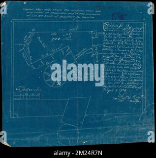 Caroline est par vertue d'une warr et sous de main et de se tout le droit honble. Charles Craven, ESQT. Gouvernement De cette province, je m'en suis rendu responsable, daté du 13 mars - 1714, j'ai causé à être mesuré et mis en place à Robert Wilkinson une plantation suite. 500 hectares situés sur les jstes de Port Royall dans le comté de Gromvelle, au nord sur John Greatons Land et sur JNO. Howells et sur le col. John Barnwells, à l'ouest sur Rich Hatcher, à l'ouest sur les terres vacantes à l'est sur les terres Robert Wilkinson et au n. à l'est sur les terres vacantes et auth la forme et les marques qui sont représentées dans Banque D'Images