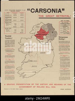 Carsonia la grande trahison! , Ulster Irlande du Nord et Irlande, politique et gouvernement, Irlande, divisions administratives et politiques, cartes, Carson, Edward Henry Carson, Baron, 1854-1935 Collection du Centre de cartes Norman B. Leventhal Banque D'Images