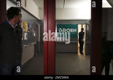 L'illustration montre une réunion de groupe de Groen Gent, sur l'affaire Publilec et Publipart, des sociétés privées établies par munivipal utilité holdings. BELGA PHOTO NICOLAS MATERLINCK Banque D'Images