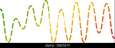 Onde sonore de courbe colorée. Signal audio vocal ou musical. Ligne sinusoïdale en pointillés. Graphique radio électronique. Illustration de Vecteur
