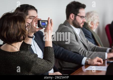 Un séminaire intitulé "droits des auteurs visuels à la valeur numérique" de Cepic (coordination des agences européennes de photos stock, presse et patrimoine), au Parlement européen à Bruxelles, le mardi 28 février 2017. BELGA PHOTO AURORE BELOT Banque D'Images