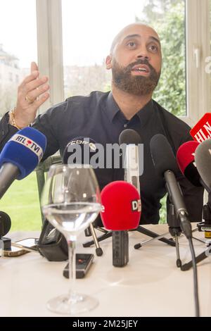Anthony Vanden Borre photographié lors d'une conférence de presse sur sa carrière, le jeudi 02 mars 2017, à Bruxelles. BELGA PHOTO FILIP DE SMET Banque D'Images
