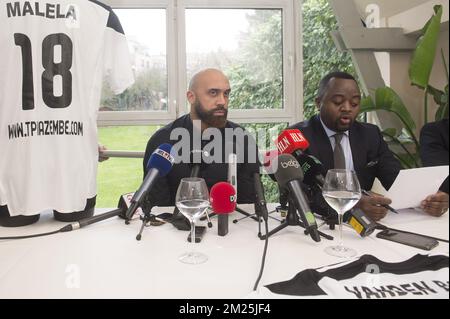 Anthony Vanden Borre et Coco Nkongolo photographiés lors d'une conférence de presse sur la carrière d'Anthony Vanden Borre, le jeudi 02 mars 2017, à Bruxelles. BELGA PHOTO FILIP DE SMET Banque D'Images