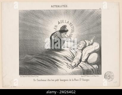 Un cauchemar d'un...bourgeois de la place St Georges , politiciens, historiens, présidents, Thiers, Adolphe, 1797-1877. Honoré Daumier (1808-1879). Lithographies Banque D'Images