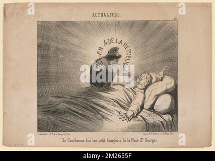 Un cauchemar d'un...bourgeois de la place St Georges , politiciens, historiens, présidents, Thiers, Adolphe, 1797-1877. Honoré Daumier (1808-1879). Lithographies Banque D'Images