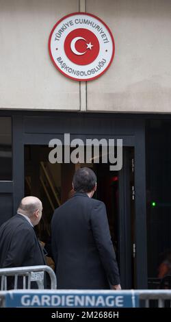 L'illustration montre l'ambassade de Turquie, le vendredi 31 mars 2017, à Bruxelles. Hier, plusieurs personnes ont été blessées lors d'un conflit entre les partisans et les opposants du président turc Recep Tayyip Erdogan. BELGA PHOTO BENOIT DOPPAGNE Banque D'Images