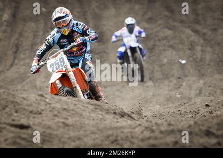 Dutch Glenn Coldenhoff photographié pendant le Grand Prix de Dutch MXGP de motocross, 5th tour du Championnat du monde FIM Motocross, dimanche 23 avril 2017 à Valkenswaard, pays-Bas. BELGA PHOTO KRISTOF VAN ACCOM Banque D'Images